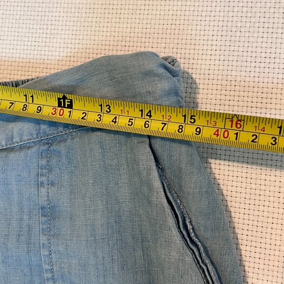 Japna Chambray Viscose Lightweight Pull On Elastic Waist Shorts Pockets Medium - Picture 5 of 7